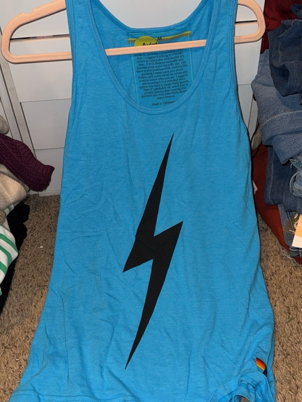 Blue Aviator Nation Lightning Graphic Tank Top (medium) never worn